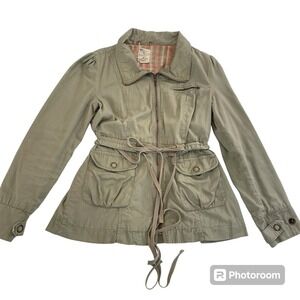 Trade Merk Culle Women Olive‎ Green Military Style Cotton Utility Jacket